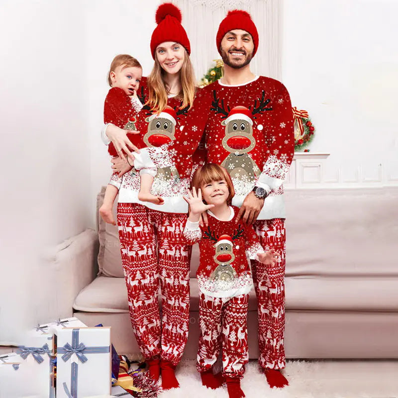 Christmas Print Long Sleeve Parent-Child Outfit