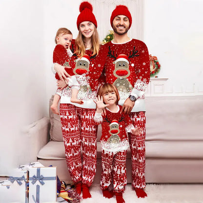 Christmas Print Long Sleeve Parent-Child Outfit
