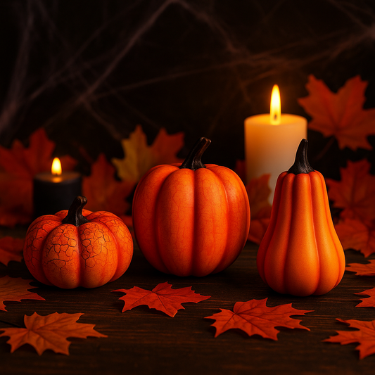 Halloween Pumpkin Lantern with LED Candle Lamp - Luminous Resin Simulation